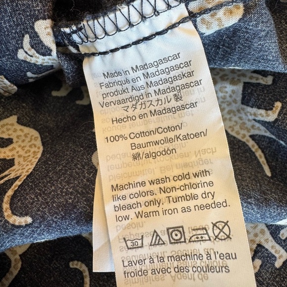 J. by J. Crew Navy and Cream Leopard Pattern Cotton Button Down Shirt / LG - Picture 10 of 10